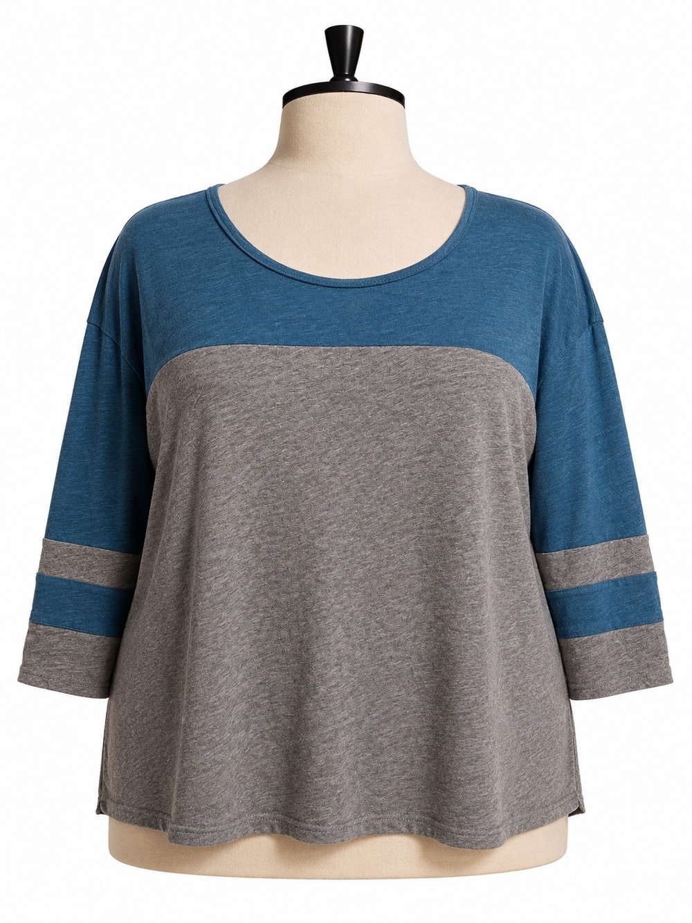 torrid Steel Gray & Teal Colorblock Scoop Neck Top w/ Lace Back Size 2 (18/20)